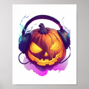 Póster Fiesta de Halloween Pumpkin DJ