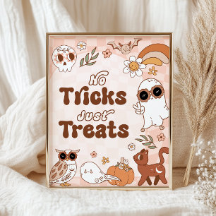 Póster Fiesta de Halloween Retro Sin trucos solamente tra