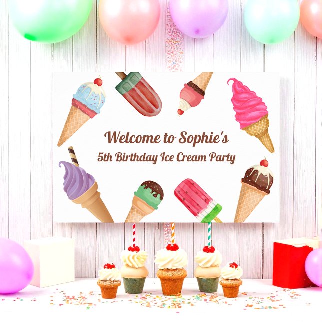 Póster Fiesta de helado azul rosa Poster de cumpleaños bl (Subido por el creador)