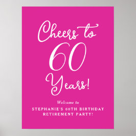 Póster Fiesta de jubilación: Brindis rosa por 60 años