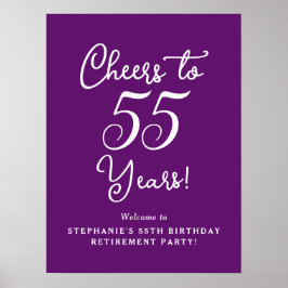 Póster Fiesta de jubilación Otoño Púrpura Celebra 55 años