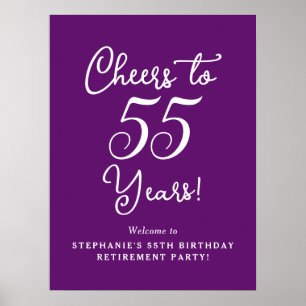 Póster Fiesta de jubilación Otoño Púrpura Celebra 55 años