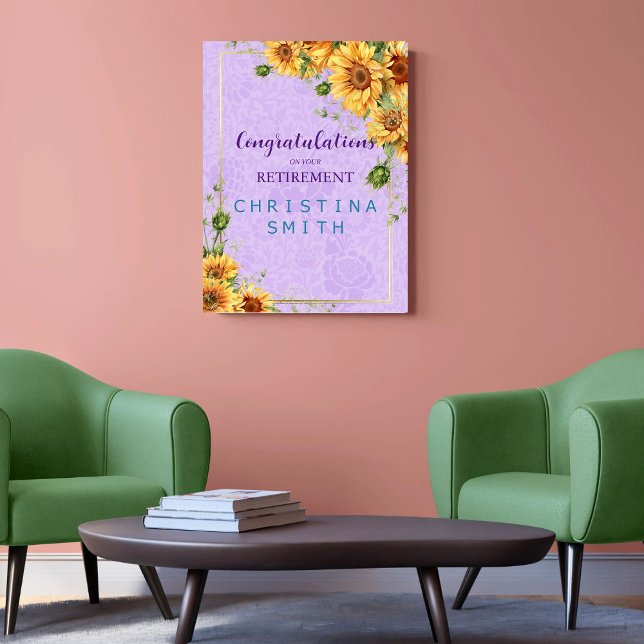 Póster Fiesta de Jubilación Románica de las Acuarelas de  (Romantic Sunflower Watercolor Retirement Party)