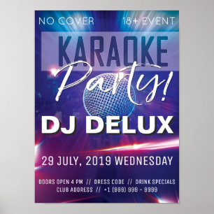 Póster Fiesta de Karaoke   DJ   Volante del Club