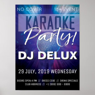 Póster Fiesta de Karaoke   DJ   Volante del Club