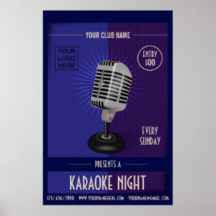 Póster Fiesta de karaoke empresarial/club/empresa añada l