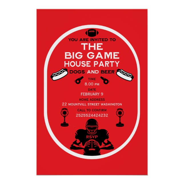 Póster Fiesta De La Casa De Fútbol Y Hotdog (Anverso)