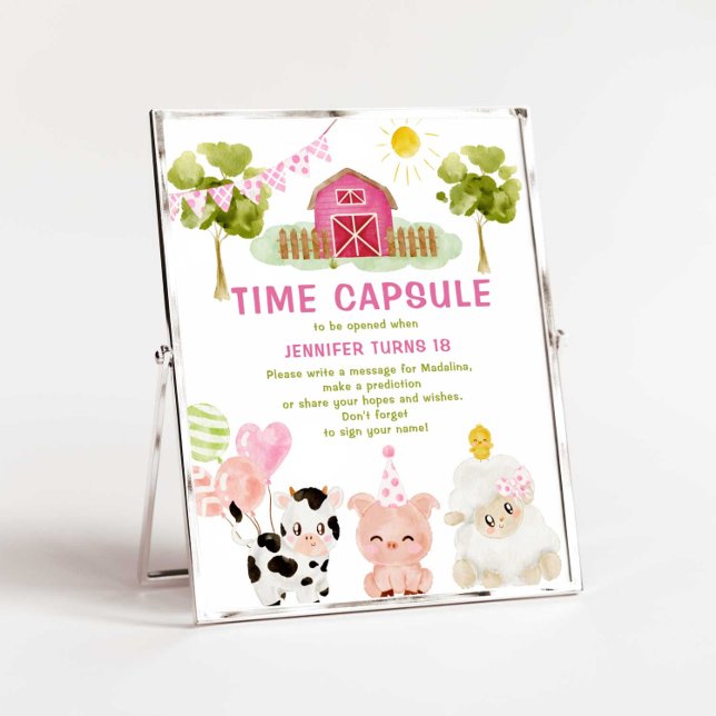Póster Fiesta de la granja rosa animales de cumpleaños Cá (Subido por el creador)