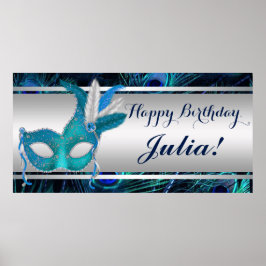 Póster Fiesta de la mascarada Peacock