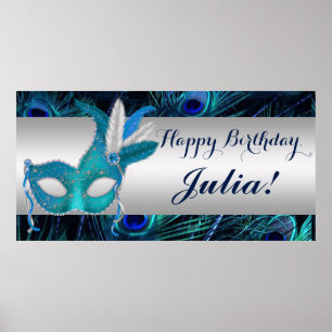 Póster Fiesta de la mascarada Peacock