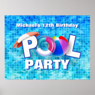 Póster Fiesta de la piscina de verano de Guay Diversión a