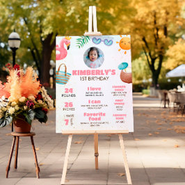 Póster Fiesta de la piscina Rótulo hito de primer cumplea