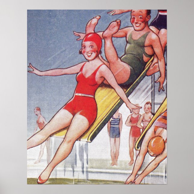 Póster Fiesta de la piscina Verano Vintage (Frente)