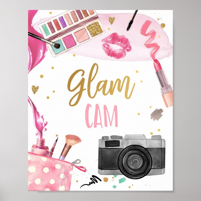 Póster Fiesta de Maquillaje Glam Cam Spa Cumpleaños Glamo (Frente)