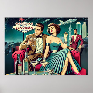 Póster Fiesta de Martini de la Era Espacial de Las Vegas