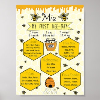 Póster Fiesta de miel de abeja primer Poster de día de ab