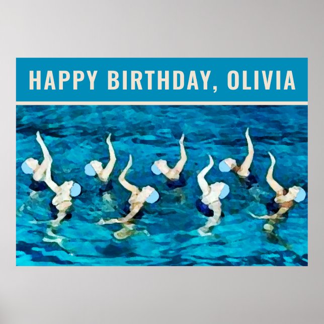 Póster Fiesta de natación por cumpleaños de nadador (Frente)