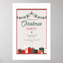 Póster Fiesta de Navidad beige minimalista elegante simpl