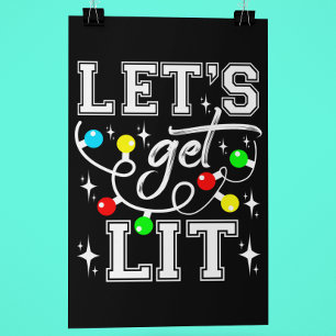 Póster Fiesta de Navidad Divertida Let's Get Lit - Luces