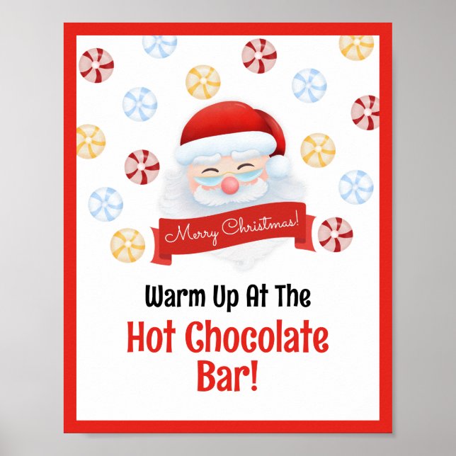 Póster Fiesta de Navidades de Santa Claus, bar de chocola (Frente)