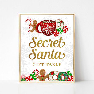 Póster Fiesta de Navidades del Rótulo de mesa de regalo s