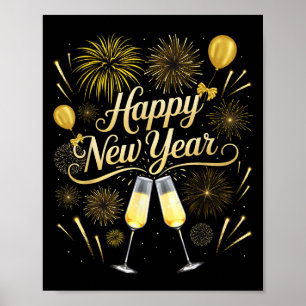 Póster Fiesta de Nochevieja Nye Familia Feliz Año Nuevo