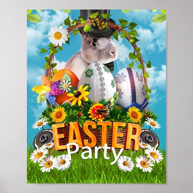Póster Fiesta de Pascua Bunny (Frente)