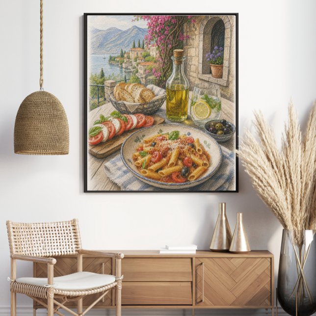 Póster Fiesta de Pasta Costera Mediterránea con Lápiz de  (Subido por el creador)