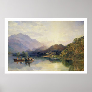 Póster Fiesta de pesca en el lago Achray, con vistas a