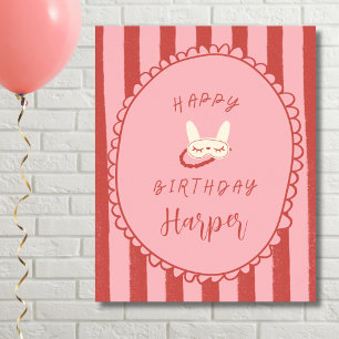 Póster fiesta de pijamas cumpleaños chica adolescente vin