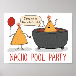 Póster Fiesta de piscina de Nacho, dulce y gracioso, en s