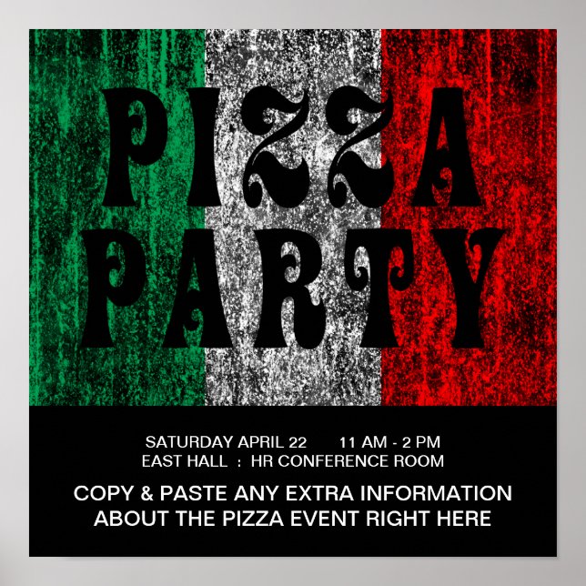 Póster fiesta de pizza (bandera italiana) (Frente)