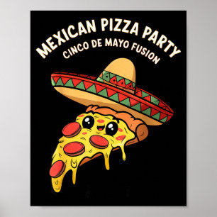 Póster fiesta de pizza mexicana cinco de mayo fusión mexi