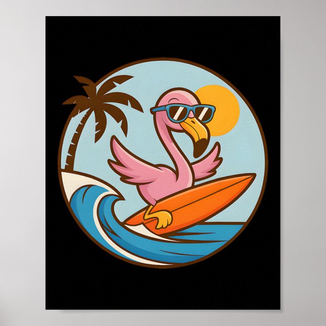 Póster Fiesta de Playa de Flamenco de Verano de Surf Para (Frente)