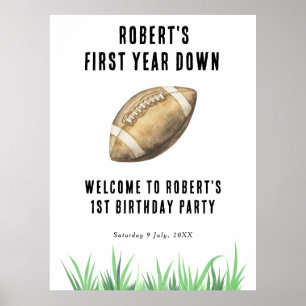 Póster Fiesta de primer año de fútbol por primer cumpleañ
