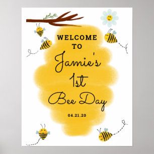 Póster Fiesta de primer cumpleaños de Bumble Bee Poster d