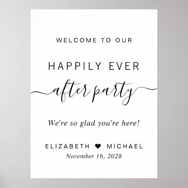 Póster Fiesta de recepción de boda Felices para siempre B (Frente)