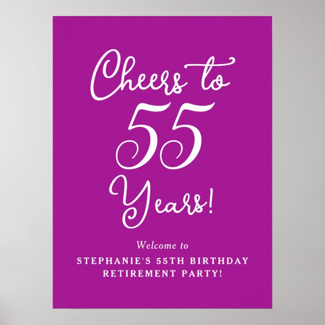 Póster Fiesta de retiro de 55 años con vientos rosas oscu (Frente)