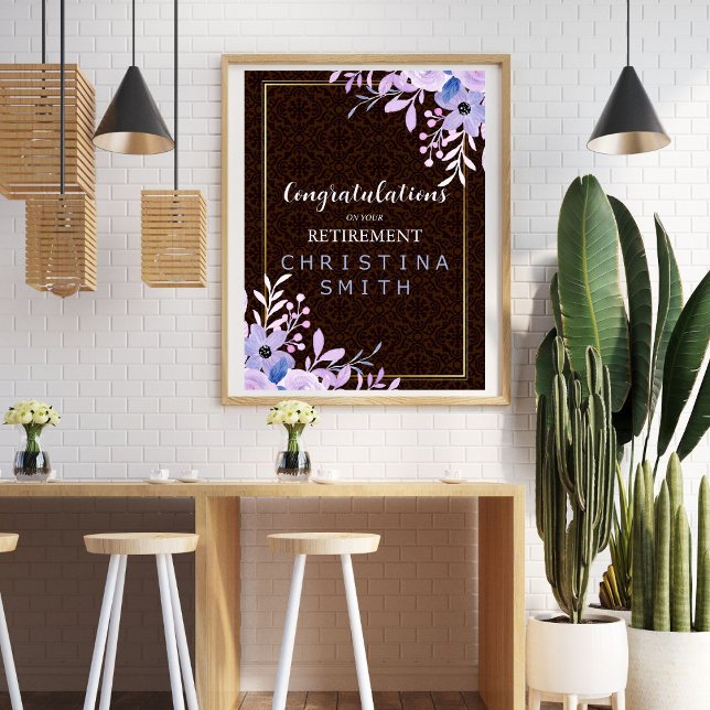 Póster Fiesta de retiro de acuarela de Pastel floral rúst (Rustic Floral Pastel Watercolor Retirement Party)
