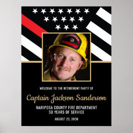 Póster Fiesta de retiro de bomberos, foto de bandera roja