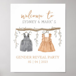 Póster Fiesta de revelación de género, Él o Ella, Bienven