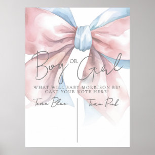 Póster Fiesta de Revelación del Sexo con Lazo Rosa o Azul