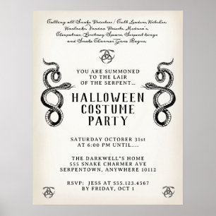 Póster Fiesta de serpientes adultos de Halloween