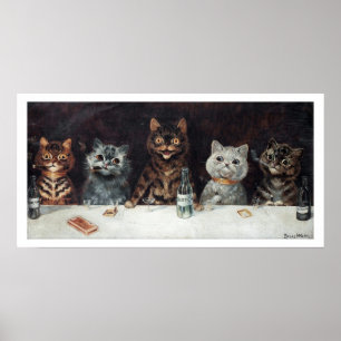 Póster Fiesta de soltero de gato vintage por Louis Wain