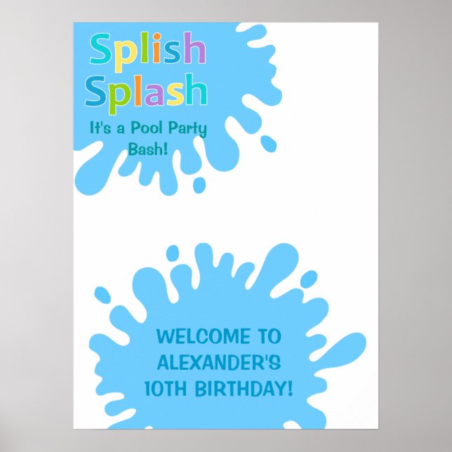Póster Fiesta de Splish Splash Pool Poster de cumpleaños (Frente)