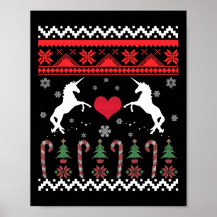 Póster Fiesta de suéteres feos de Navidad de unicornio