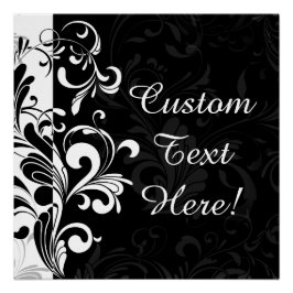 Póster Fiesta De Swirl De La Fuente Blanca Negra