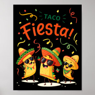 Póster fiesta de taco lindo cinco de mayo para edades