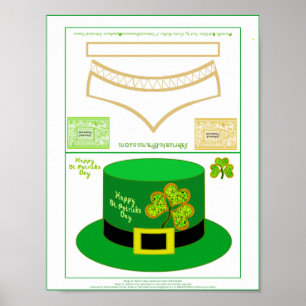 Póster Fiesta de tarjetas St Patrick Leprechaun Gorra Pos