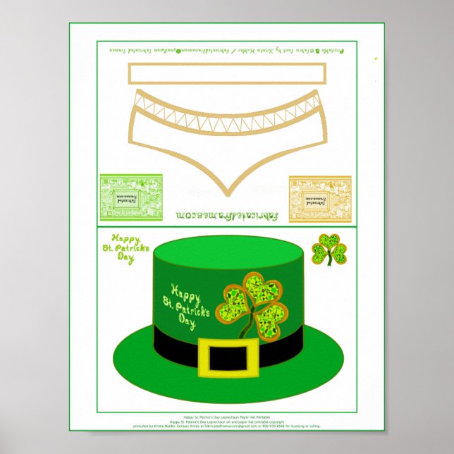 Póster Fiesta de tarjetas St Patrick Leprechaun Gorra Pos (Frente)